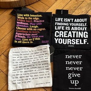 Inspirational Quote Pouch Set - Black, White, Multicolor